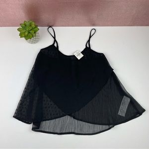 Hollister Solid Black Polka Dot Sheer Spaghetti Strap Top New With Tag XS Women
